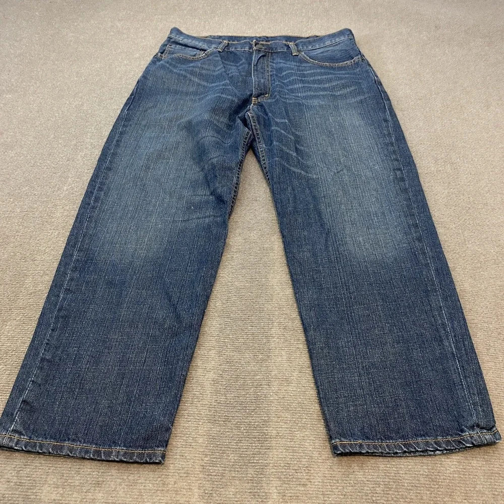 Levis 550 Jeans Mens 38x29 Classic Fit Blue Baggy Distressed Denim Whiskered